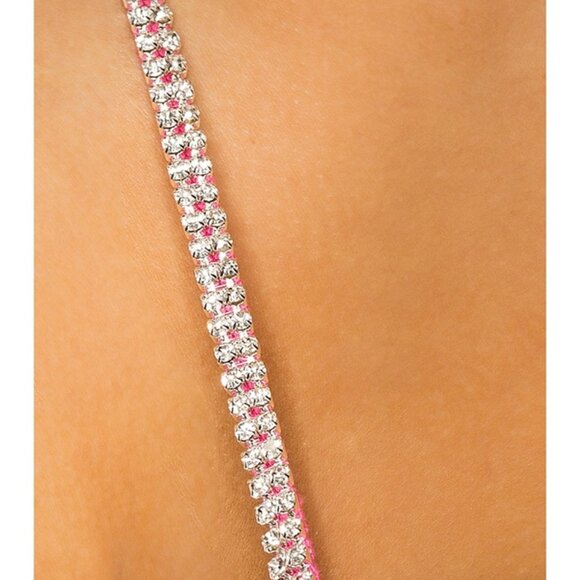 NBD Fuchsia Pink Rhinestone Strap Mini Dress - Picture 3 of 5